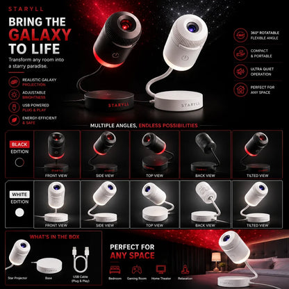 Galaxy Star Projector Lamp – 360° LED Night Light
