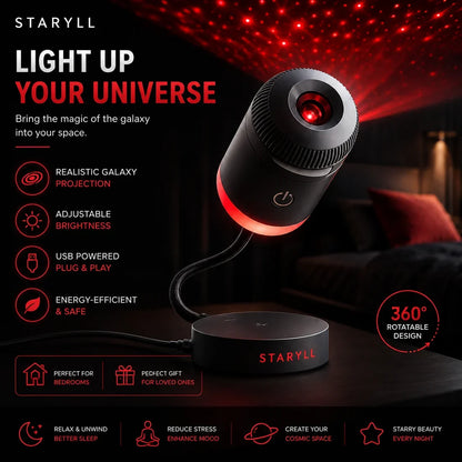 Galaxy Star Projector Lamp – 360° LED Night Light