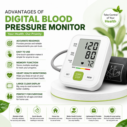 Digital Blood Pressure Monitor – Easy Home BP Checker